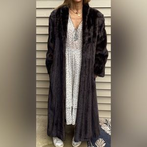Vintage dark brown mink fur coat.  Interior customized with original owners name